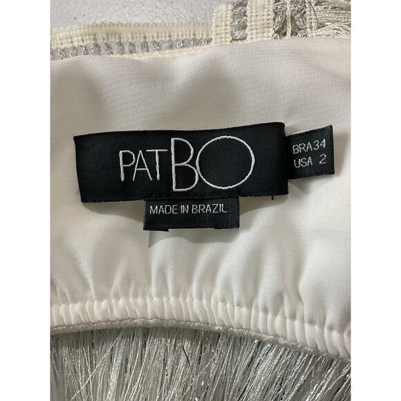 Patbo Cropped Metallic Silver Fringe Top Size 2 - Picture 4 of 5